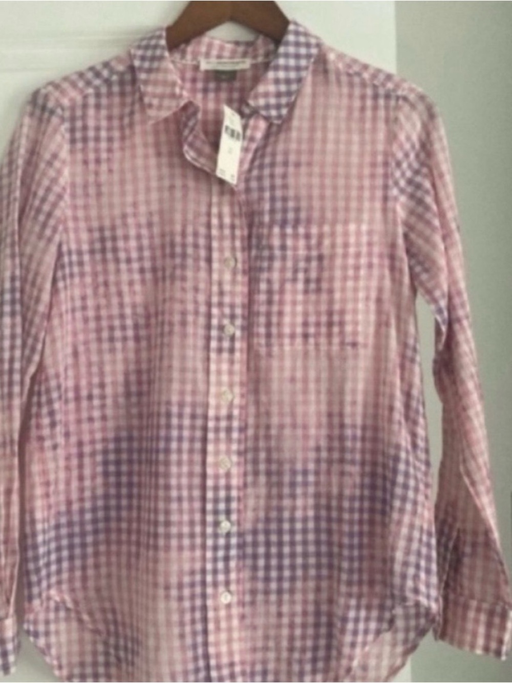 Anthropologie Cate Classic Tie Dye Checked Button-down Shirt